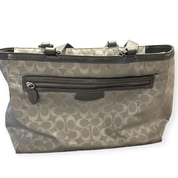 COACH Women’s Silver Monogram Penelope Shopper Tote - Picture 3 of 7